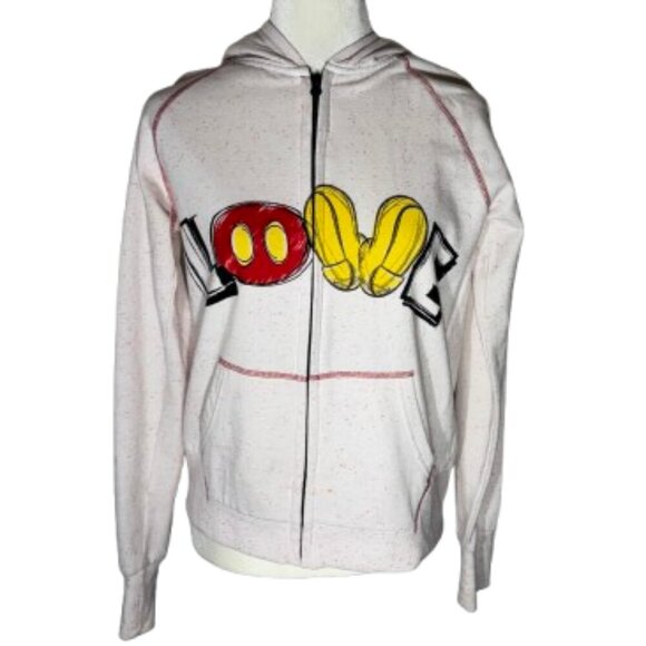 Disney Store Mickey Mouse LOVE Zip Up Hoodie Jacket Small - Picture 1 of 10